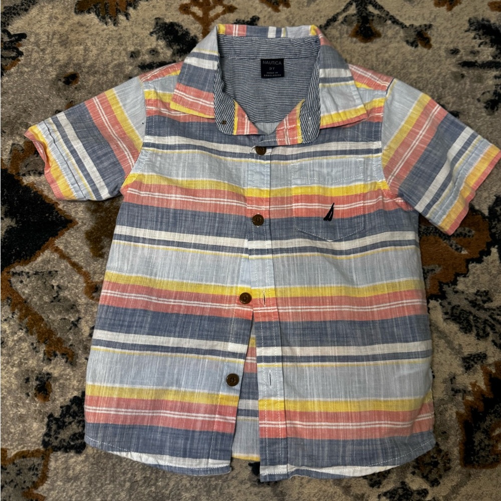3T Nautica Kids Colorful Striped Button Down Shirt